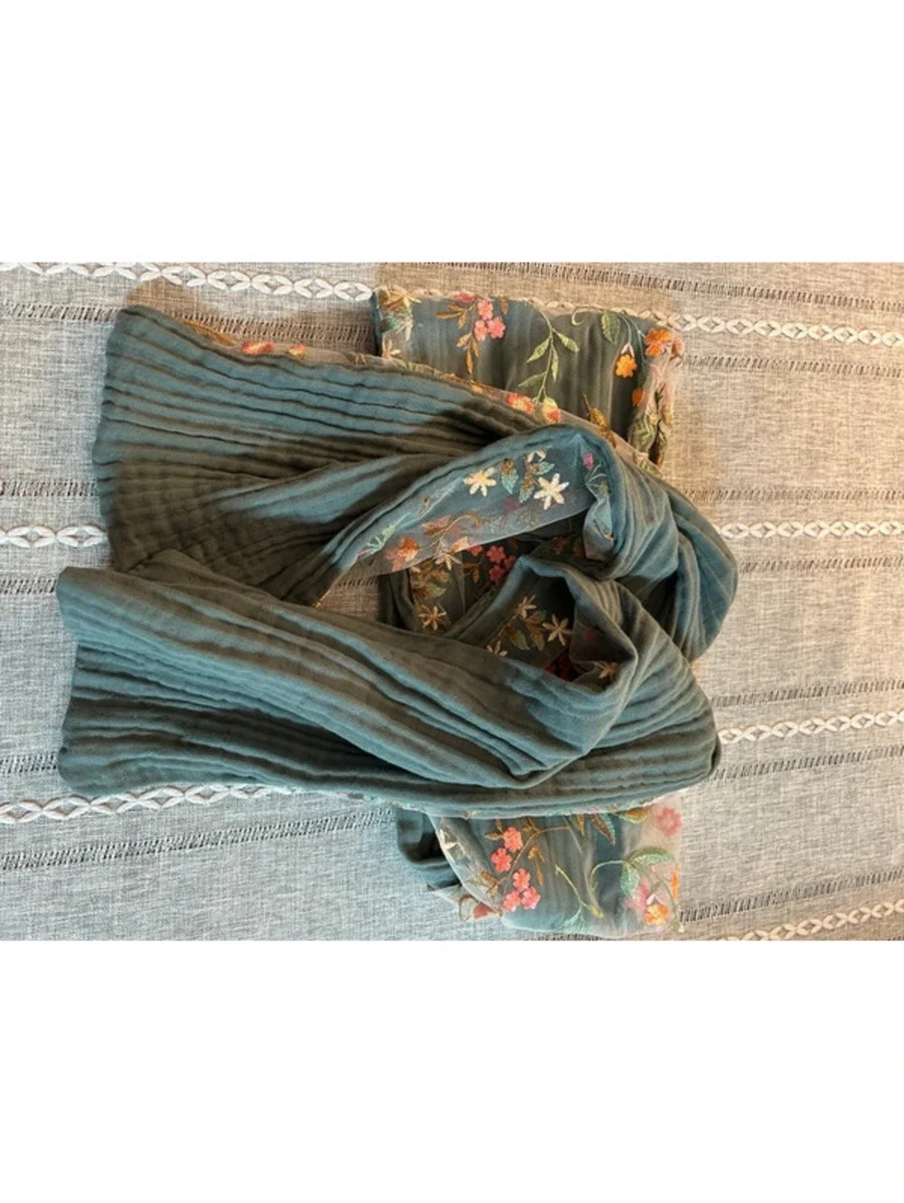 Gorgeous, handmade mesh overlay scarf